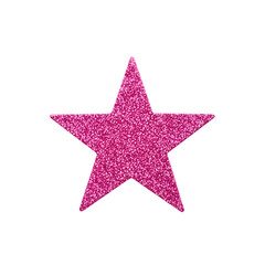 Obraz premium Pink glittery star on white background
