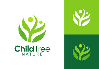 abstract tree with people logo design. care for the environment symbol icon concept
