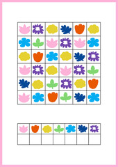 Colorful Flowers Pattern Provides Creative Visual Design
A mindfulness worksheet for children. 
 Floral Shapes Offer Playful Learning Activities