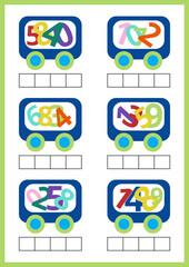 Colorful Trains Display Numbers For Education Learning,
a math worksheet for children 
Trains With Numeric Values
