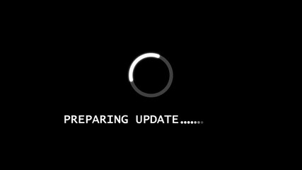 preparing update Loading Animation — Dynamic Progress Indicator for Active System and Software Task Execution on black background.	
