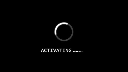 activating Loading Animation — Dynamic Progress Indicator for Active System and Software Task Execution on black background.	

