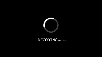 decoding Loading Animation — Dynamic Progress Indicator for Active System and Software Task Execution on black background.	
