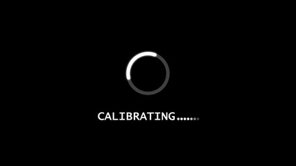 calibrating Loading Animation — Dynamic Progress Indicator for Active System and Software Task Execution on black background.	
