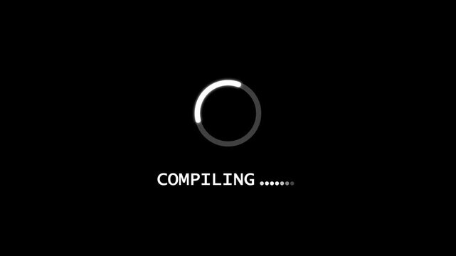 compiling Loading Animation &mdash; Dynamic Progress Indicator for Active System and Software Task Execution on black background.	
