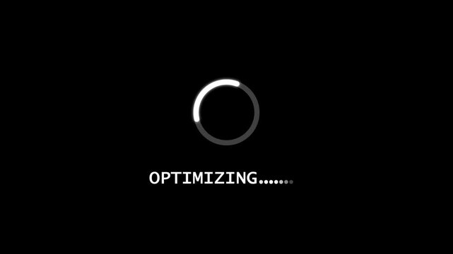 optimizing Loading Animation &mdash; Dynamic Progress Indicator for Active System and Software Task Execution on black background.	
