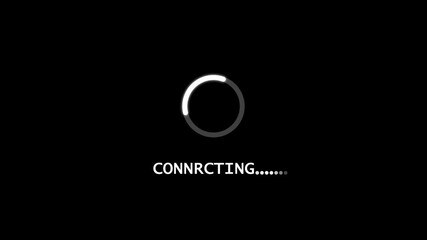 connecting Loading Animation — Dynamic Progress Indicator for Active System and Software Task Execution on black background.	
