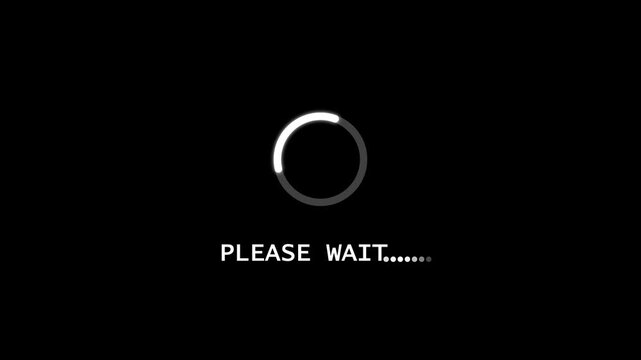 please wait Loading Animation &mdash; Dynamic Progress Indicator for Active System and Software Task Execution on black background.	
