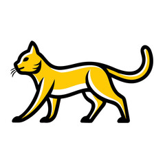 Walking cat vector illustration, isolated on white