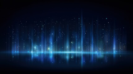 A mesmerizing abstract design featuring blue light beams and stars against a dark background, creating a sense of depth and serenity.