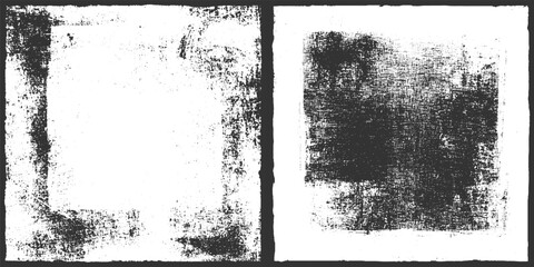 Textured black and white grunge frames with distressed canvas effect