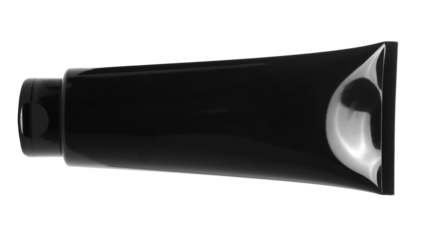 Black plastic cosmetic tube for cream or gel mockup, isolated on white background, clipping path