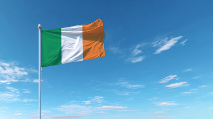 A Ireland flag is visible with vivid colors and symbols. The flag features green, orange, and white colors. This scene highlights national pride and identity through design.