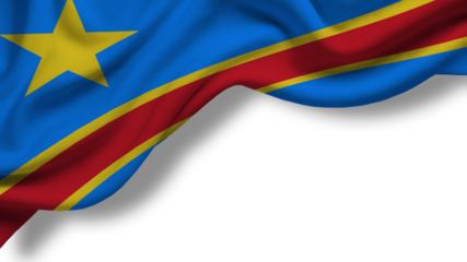 The vibrant flag of the Democratic Republic of Congo features blue, red, and yellow colors, symbolizing independence. This scene represents national pride on Sovereignty and Flag Day.