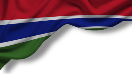 The flag of Gambia features horizontal stripes of red, blue, and green, symbolizing the country's sovereignty and cultural identity. It waves proudly, representing the nation's unity.