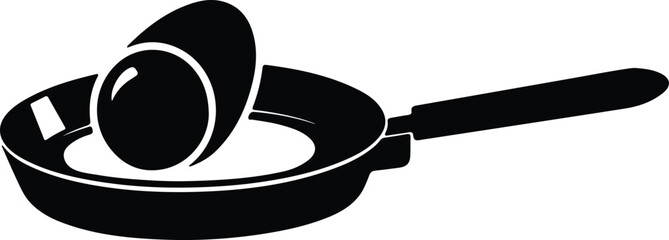 Silhouette fried egg in frying pan cooking breakfast meal vector illustration
