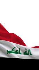 The Iraqi flag flies proudly, symbolizing the nation's sovereignty and unity. Red, white, and black stripes blend with green script, showcasing national pride and heritage.