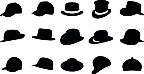 Collection of various hat silhouettes for design use