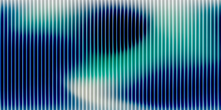 Glass gradient texture with teal and navy ripple pattern and smooth light distortion. Wavy abstract flow, futuristic blur effect, reeded vertical displacement. Vector illustration