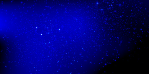 Obraz premium Blue starry sky glisten carnival fabric bg with sparkling texture. Glitter seamless background with metal gleam. Sequin abstract pattern. Vintage shining paper. Gradient mesh vector illustration