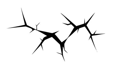 Abstract black spiky graphic element creating a visually striking and edgy design, reminiscent of sharp thorns or cracks, perfect for adding a dynamic and intense aesthetic to modern projects