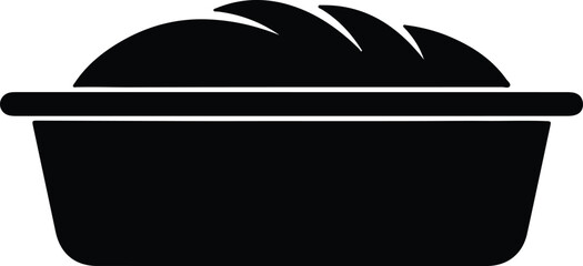 Silhouette of fresh baked bread loaf in a pan Vector Illustration