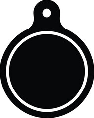 Silhouette round dog tag with hole and border Vector Illustration