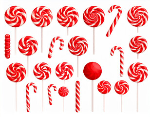 Assortment of red and white holiday lollipops and candy canes