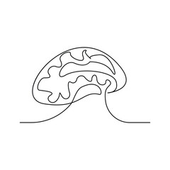 Brain illustration in a single continuous line art style for mental health