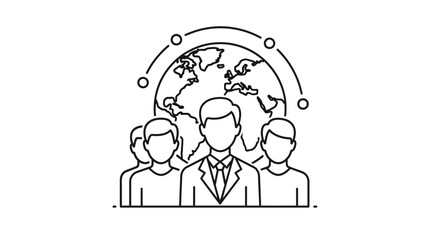 Global Professional Networking Icon - International Team and Business Community Symbol