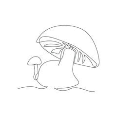 Mushroom illustration in a continuous line art style for nature concept