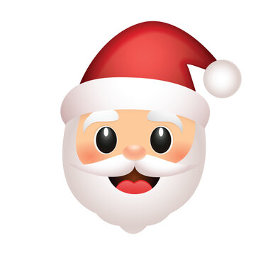 Santa Claus emoticon vector illustration isolated on white background. Santa emoji. Winter Holidays Emoticon. Santa Clause smiley.