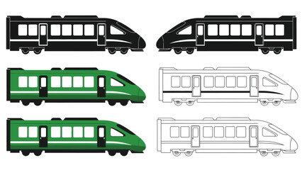 Four stylized illustrations of high speed trains in different color schemes © Mstsalma