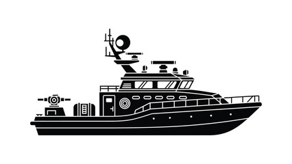 Obraz premium Simple black and white illustration of a modern offshore patrol vessel