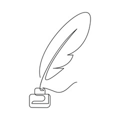 Feather icon in a single continuous line art style for literature