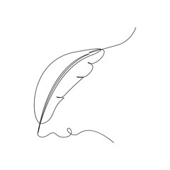 Feather icon in a single continuous line art style for literature