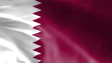 Waving flag of Qatar a national symbol with maroon and white colors representing patriotism and national pride for Middle Eastern country