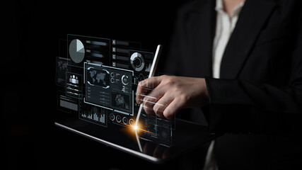 A comprehensive business intelligence dashboard for data analysis. The interface displays global metrics, team performance charts, and financial reports for strategic planning. Fermion