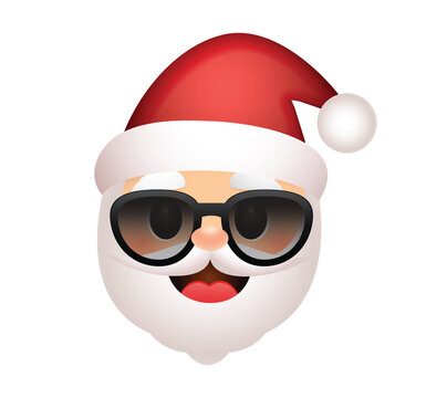 Santa Claus emoticon vector illustration isolated on white background. Santa emoji. Winter Holidays Emoticon. Santa Clause smiley.