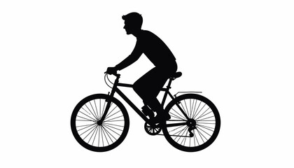 Fototapeta premium Silhouette of a man riding a bicycle on a white background.