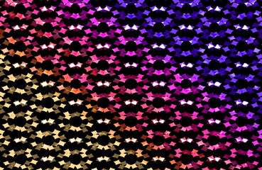 青や紫などの色でカラフルにペイントし細かい形のオブジェクトを重ね抽象的な柄の模様でデザインした背景、壁紙、テクスチャ