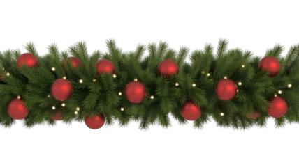 Christmas Tree Branches with Red Ornaments