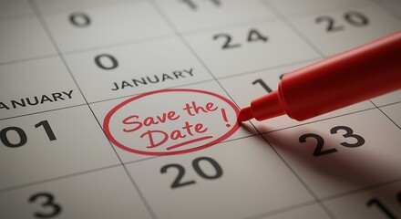 Save the date written on calendar with red marker pen