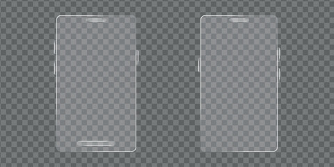 Smartphone outlines glass shapes isolated on transparent background