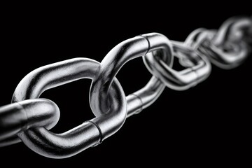 Obraz premium Strong metal chain creating a conceptual link on a dark background
