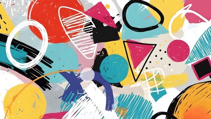 Naive imperfect shapes form an abstract background celebrating expressive artistic freedom