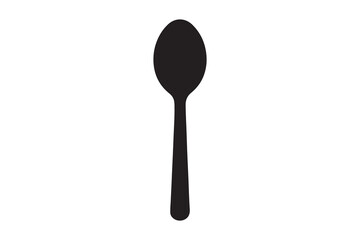 Simple black spoon icon isolated on transparent background