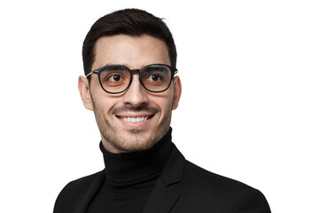 Close-up portrait of fashion buyer or male stylist looking away as if staying in his thoughts and ideas