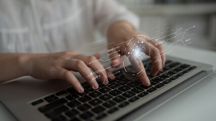 AI artificial intelligence with digital brain and connected data circuit. AI core processes data, AI core drives intelligence, enables connection, and AI core powers smart digital systems. Latch