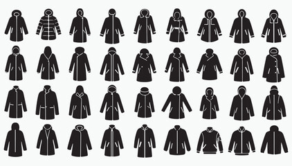 Winter overcoats and long jacket fashion glyph vector icons © Md. Robin Hasan
